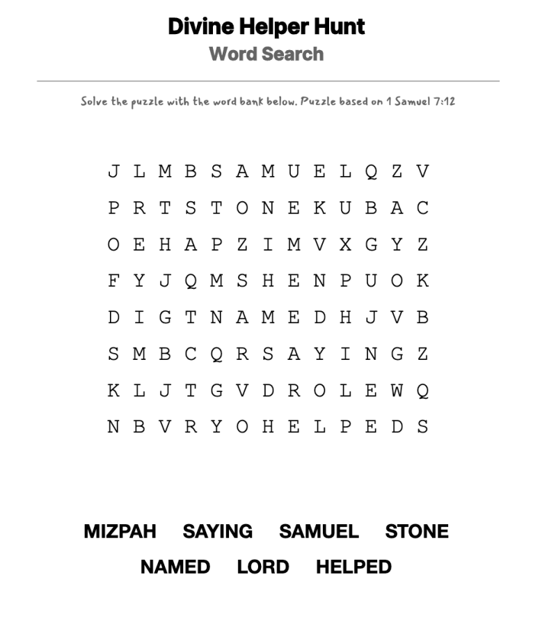 A Stone Named Ebeneezer word-search